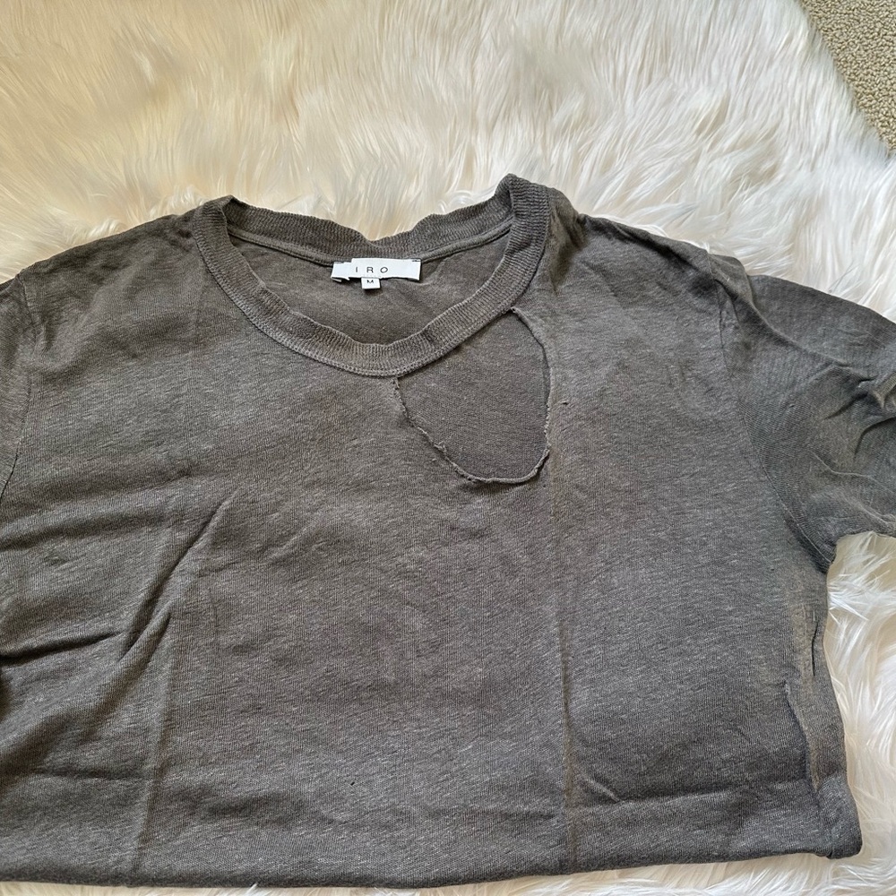 IRO Gray Distressed Short Sleeve Tee